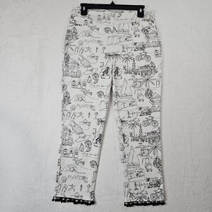 CHICO'S So Slimming Brigitte Crop Pants Size 16 Sanibel Pompom Hem Pull